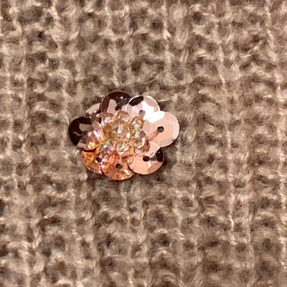 2️⃣0️⃣% Lauren Conrad | Women’s Sequin Flower Bell Sleeve Rust Orange Sweater - Picture 10 of 12